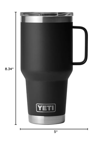 YETI Rambler 30 oz Travel Mug, Stainless Steel, Vacuum Insulated with Stronghold Lid, Black