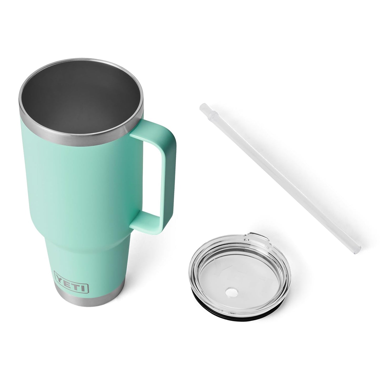 YETI Rambler 42 oz Tumbler with Handle and Straw Lid, Travel Mug Water Tumbler, Vacuum Insulated Cup with Handle, Stainless Steel, Seafoam