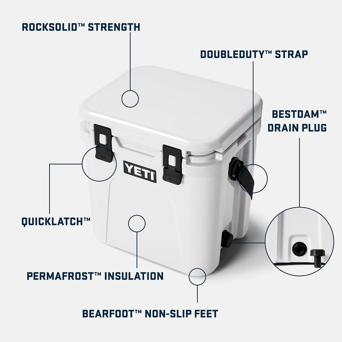 YETI Roadie 24 2.0 Hard Cooler with DoubleDuty Shoulder Strap and Drain Plug, Rescue Red