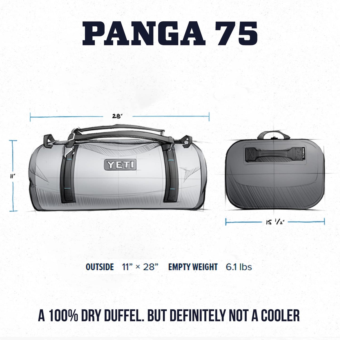 YETI Panga 75 Airtight Waterproof Submersible Duffel Bag, Storm Gray