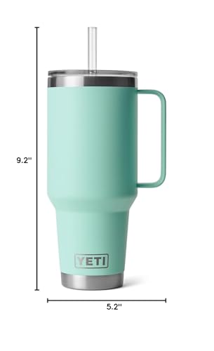YETI Rambler 42 oz Tumbler with Handle and Straw Lid, Travel Mug Water Tumbler, Vacuum Insulated Cup with Handle, Stainless Steel, Seafoam