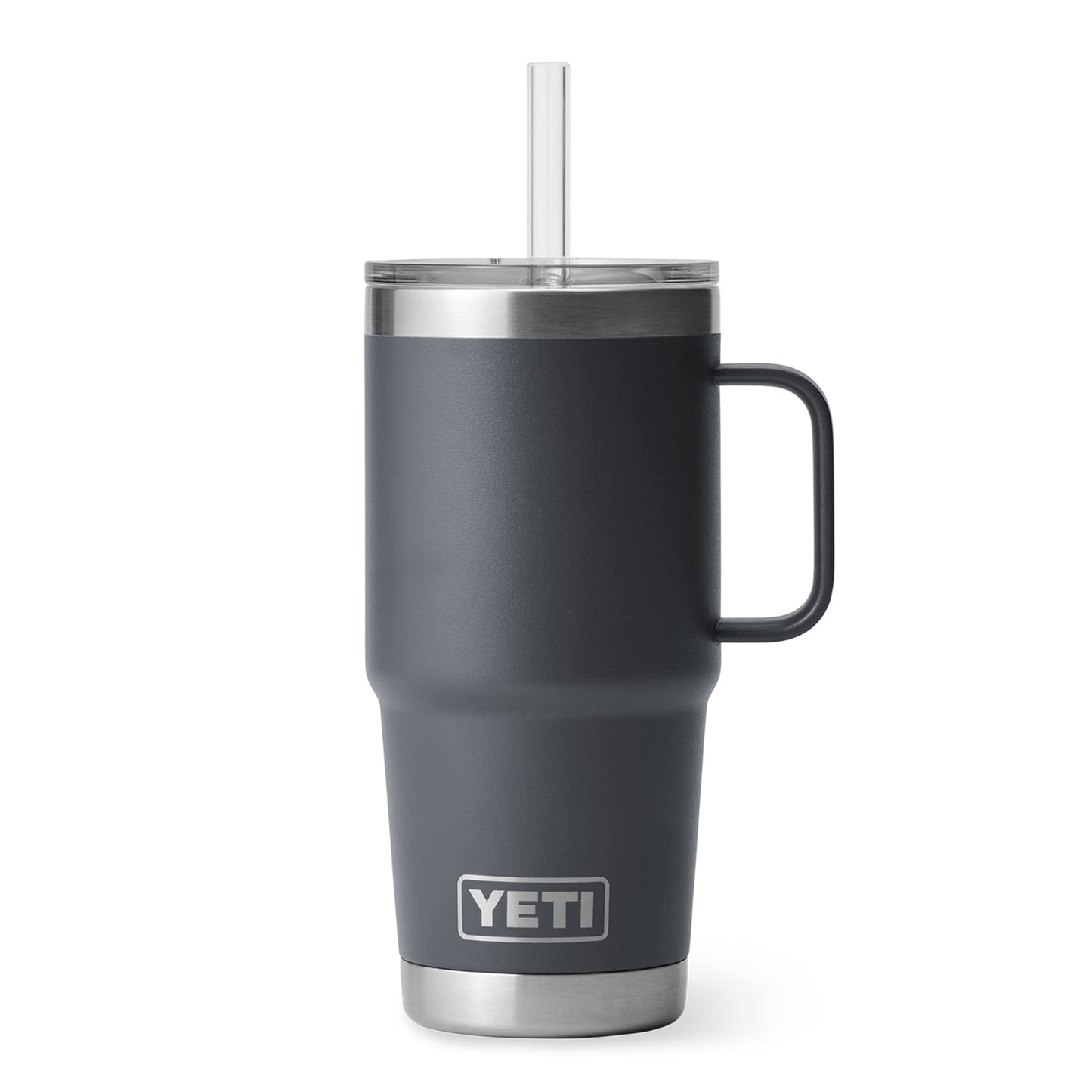 YETI Rambler 25 oz Tumbler with Handle and Straw Lid, Travel Mug Water Tumbler, Vacuum Insulated Cup with Handle, Stainless Steel, Charcoal