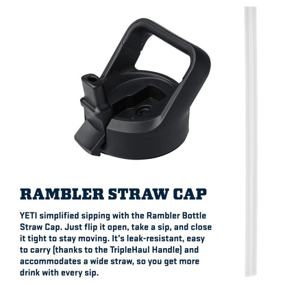 YETI Rambler 26 oz Bottle, Vacuum Insulated, Stainless Steel with Straw Cap, Black