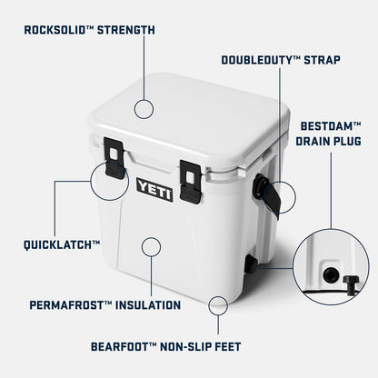 YETI Roadie 24 2.0 Hard Cooler with DoubleDuty Shoulder Strap and Drain Plug, Rescue Red
